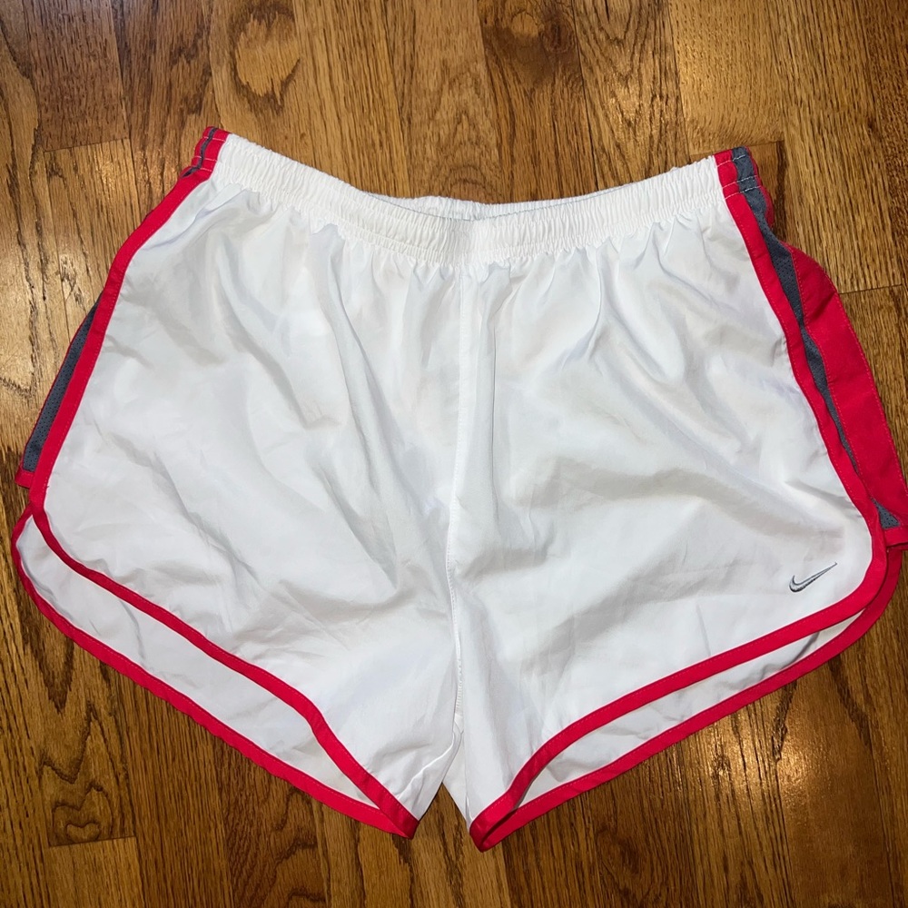 Nike Women's White and Pink Athletic Shorts
